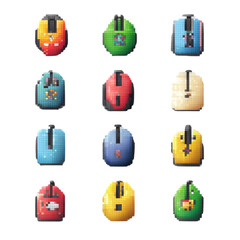 Pixelated Collection of Computer Mice in Assorted Colors and Designs