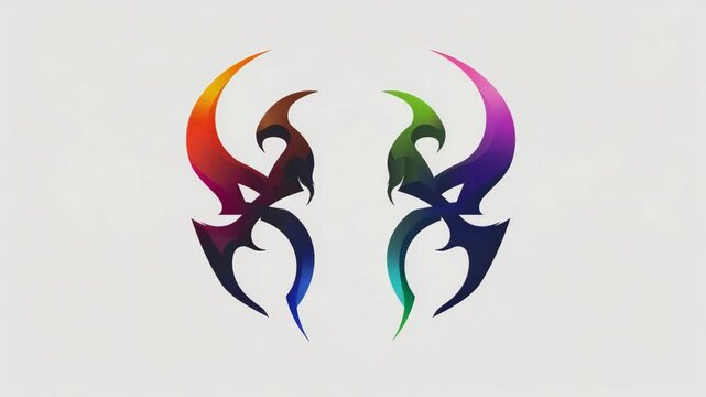 A mark of the best bright colorful evil logo combined in a logo plain white background, Generative AI Videos.