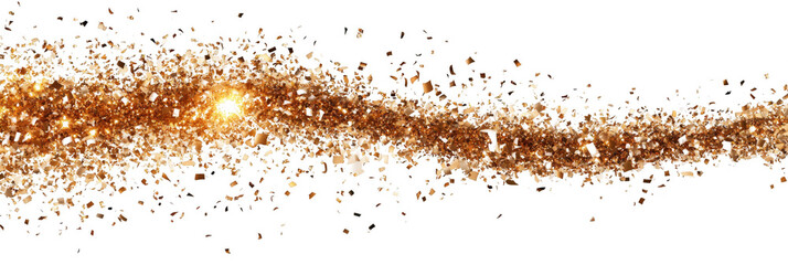 Swirling golden particles create a dynamic, flowing stream of glowing fragments in motion.
