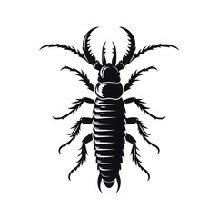 ‎Create a earwig silhouette vector style with white background