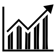 flat line graph with upward trend icon
