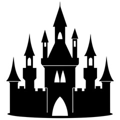 vector castle silhouette icon in black