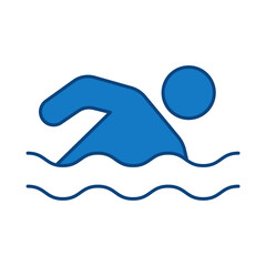 Swimming Blue Line Icon. Fitness, Health, Healthy Lifestyle, Wellbeing, Exercise, Health Care, Sport, Workout Editable Stroke Vector Illustration