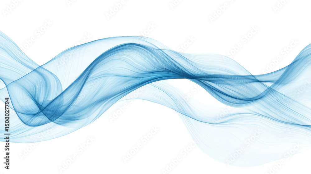 Aufkleber delicate cyan waves flowing across a white canvas with ethereal motion