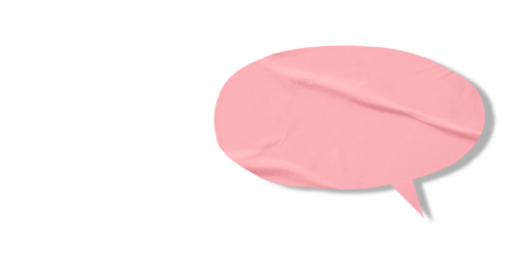 Pink speech bubble crumpled paper isolated on transparent background