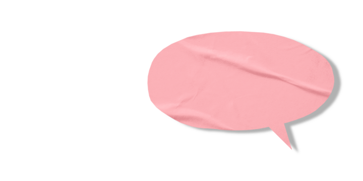 Pink speech bubble crumpled paper isolated on transparent background - Powered by Adobe