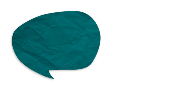 Green speech bubble crumpled paper isolated on transparent background