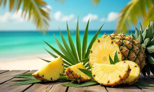 Tropical Pineapple by the Coast

Pineapple Slices and Palm Leaves

Coastal Vibes with Tropical Fruit

Beachside Pineapple & Palms

Tropical Fruit on Shoreline

