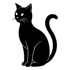 black cat silhouette vector icon on white