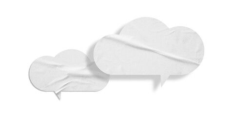 White speech bubble crumpled paper isolated on transparent background