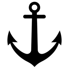 black vector anchor silhouette symbol on white