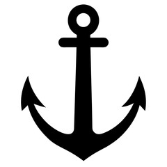 black vector anchor silhouette symbol on white