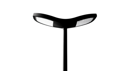 Street lamp with minimalist design and tall pole isolated on transparent background. PNG