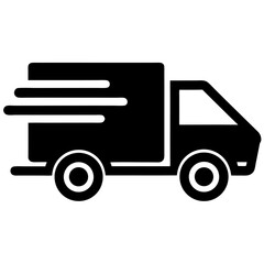 flat delivery truck icon with speed lines