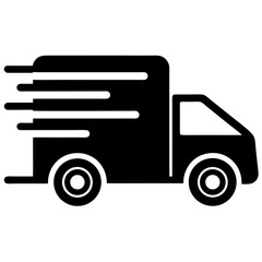 flat delivery truck icon with speed lines