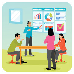 Workplace Culture, A Group of People Working Together and Listening to Presentations at Work.