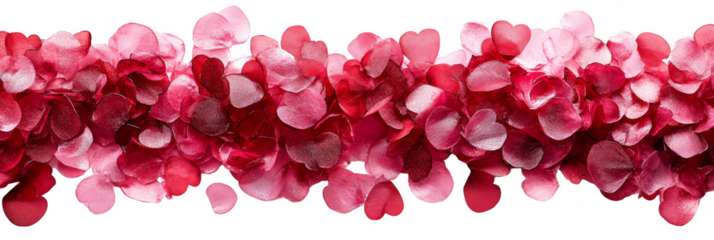 A band of red and pink heart-shaped petals clustered in a horizontal arrangement.