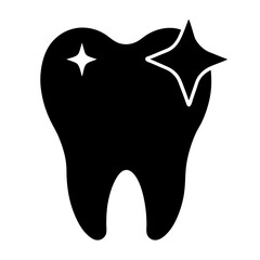 flat tooth icon with sparkle for dental hygiene