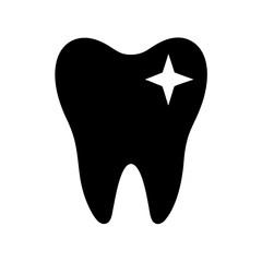 flat tooth icon with sparkle for dental hygiene