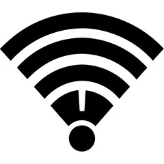 flat wifi signal with exclamation error icon