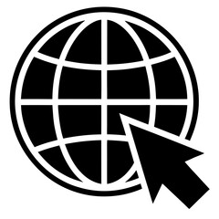 globe with cursor pointer icon for internet access