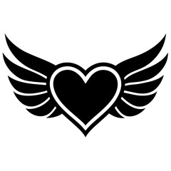 line style heart with wings icon on white