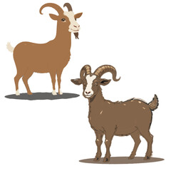 Fototapeta premium Rural Life Icons: Isolated Sheep and Goats Illustration