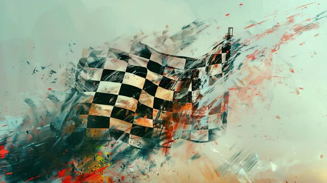 A checkered flag, representing the completion and finishing of tasks, Generative AI Videos.