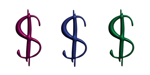 3d dollar currency symbol set Single element for design