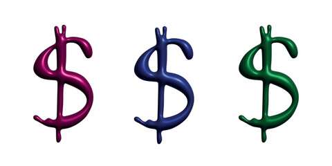3d dollar currency symbol set Single element for design