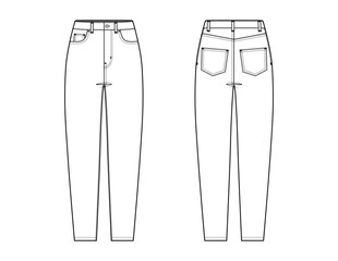 WOMENS HIGH-RISE TAPERED JEANS