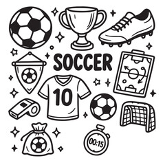Soccer Doodles in Black and White