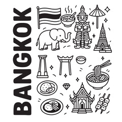 Bangkok Cultural Icons Illustration