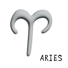 3d aries zodiac sign Esoteric symbol Astrology clipart Element for design
