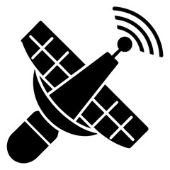 satellite icon with orbit signal flat vector