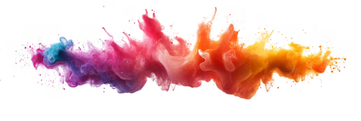 Vibrant explosion of colorful paint swirling in dynamic motion.
