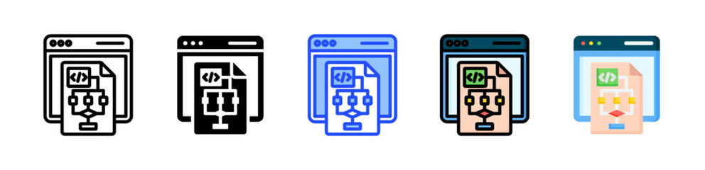 Algorithm Icon Collection With Multiple Styles