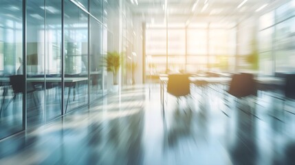 Modern office space blurred motion business interior design