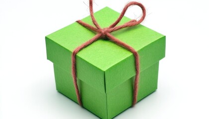 Green gift box tied with ribbon