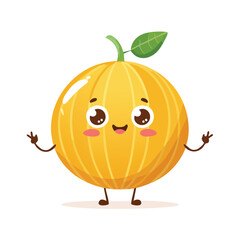 Obraz premium Honeydew Melon in cute cartoon character style with expressive face and limbs.