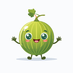 Gooseberry in cute cartoon character style with expressive face and limbs.