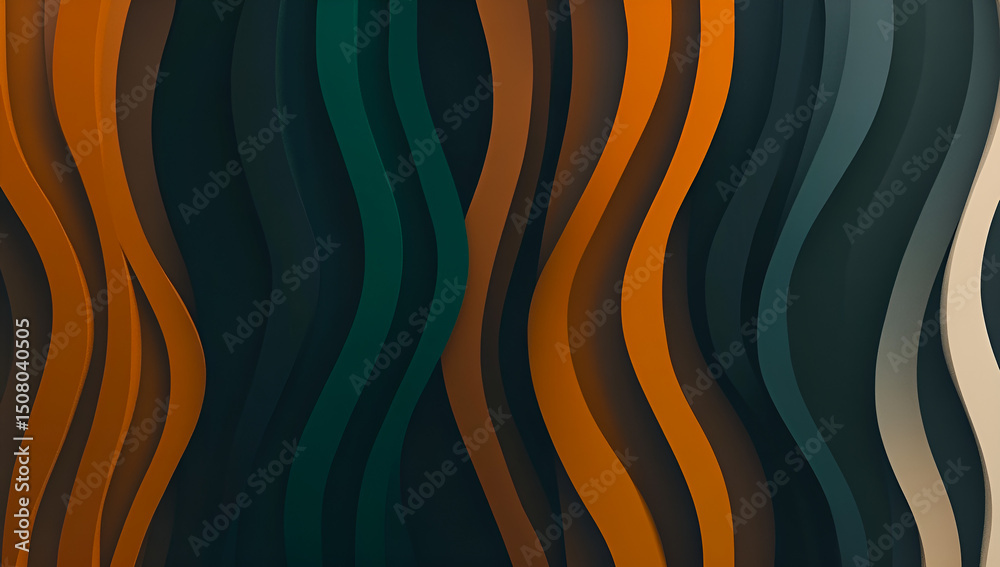 Poster abstract wavy lines pattern in earthy tones creating a modern and stylish graphic background suitabl