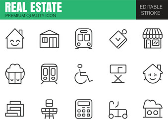 Real Estate - line icon set Vector illustration.