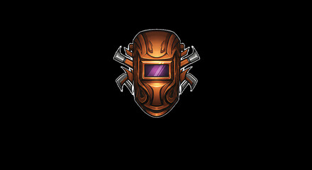 Welding mask artwork with intricate design on black background image