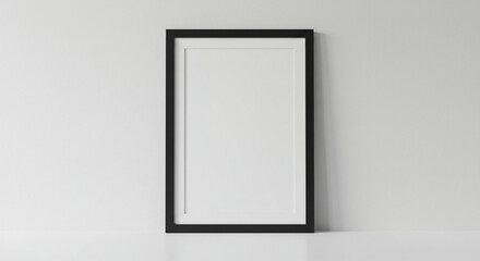 Black frame mockup on white wall for art print poster photo picture design presentation template...