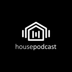 line art icon minimalist house podcast logo vector