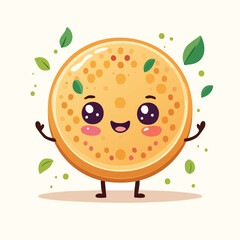 Obraz premium Crumpet in cute cartoon character style with expressive face and limbs.