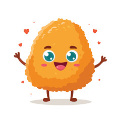 Chicken Nuggets in cute cartoon character style with expressive face and limbs.
