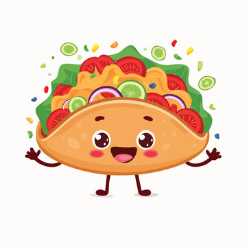 happy cartoon taco with vegetables clip art preview