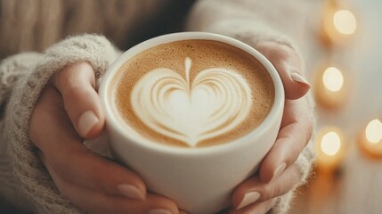 Skilled barista expertly crafting a beautiful heart shaped design using steamed milk foam on a freshly brewed cup of coffee